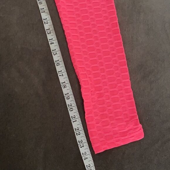 Women’s Leggings High Waisted Yoga Pants Textured Pink Butt Lift Size S NEW - Picture 10 of 13